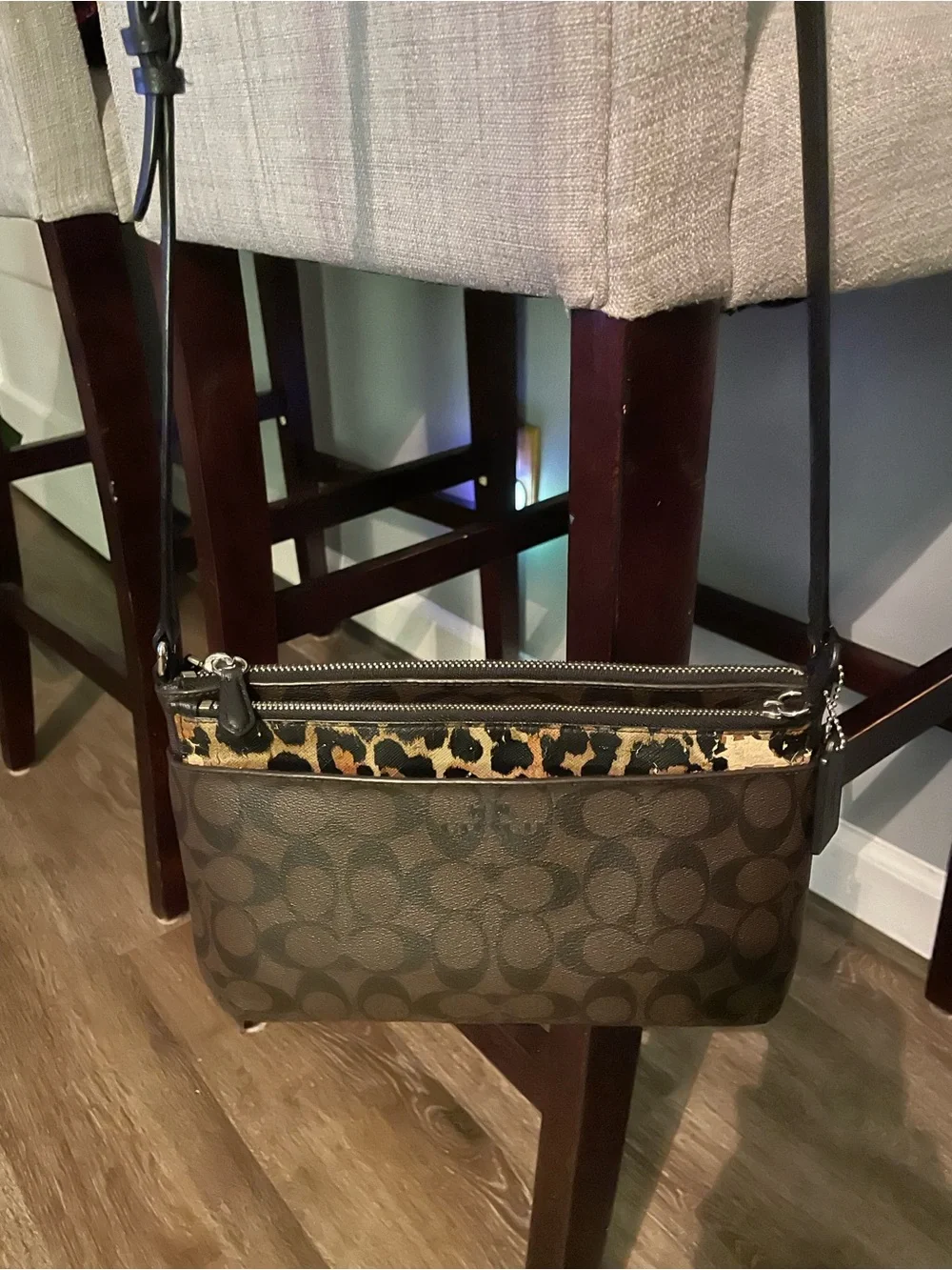 Coach Brown Signature Crossbody with Leopard Accent - Picture 3 of 6